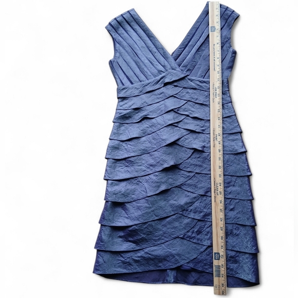 Adrianna Papell Women's Size 4p Deep Blue Layered Midi Dress - Picture 5 of 8